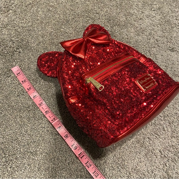 Loungefly Disney Parks NEW Minnie Mouse Pirate RED Sequined Mini Backpack - Picture 8 of 15